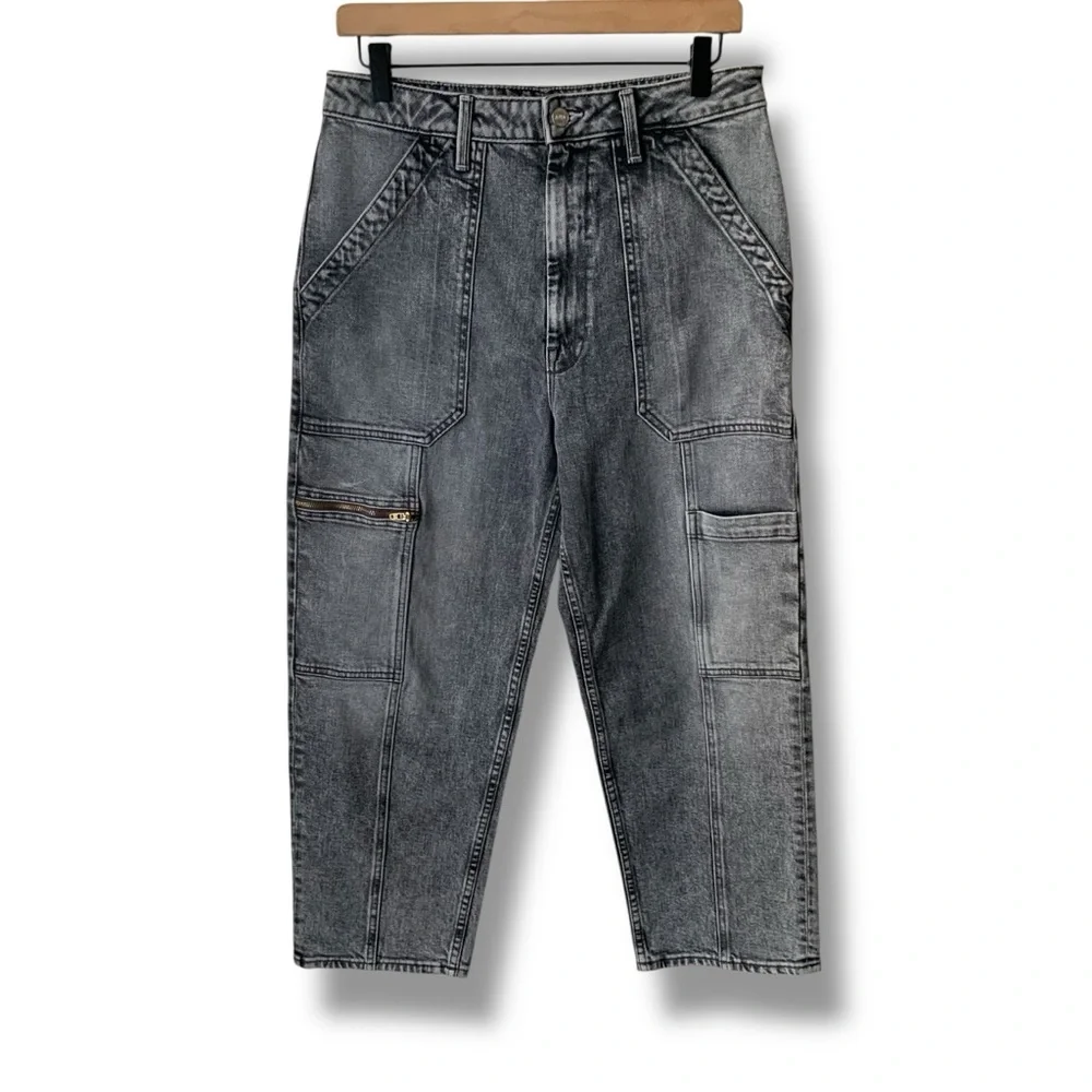 MOTHER SUPERIOR Jeans Private Patch Pocket Ankle Shadow Dancing Gray Size 28